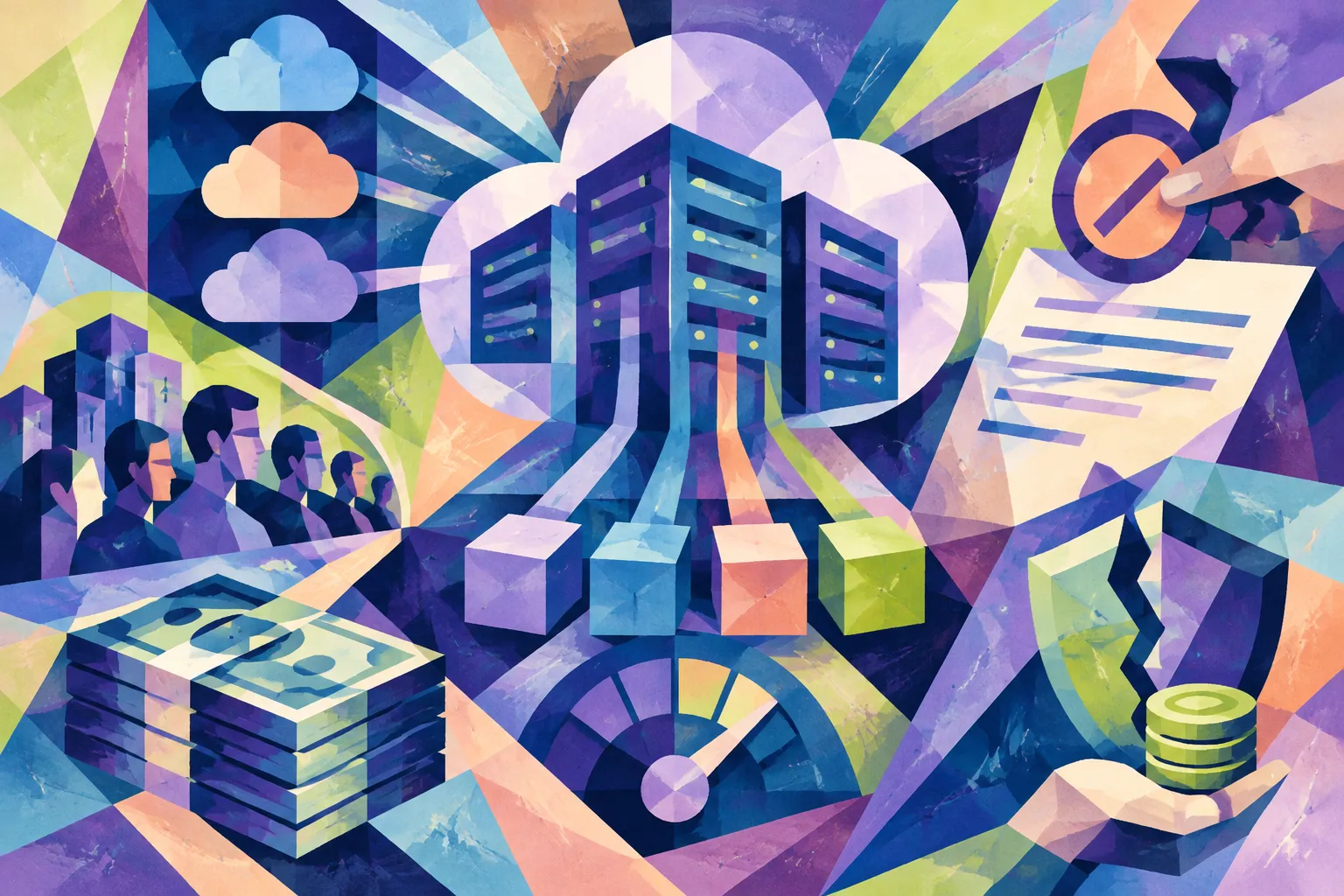 Ilustración conceptual generada con IA para «El prospecto de Anthropic advierte sobre racionamiento en la nube, clientes concentrados y brechas de responsabilidad».