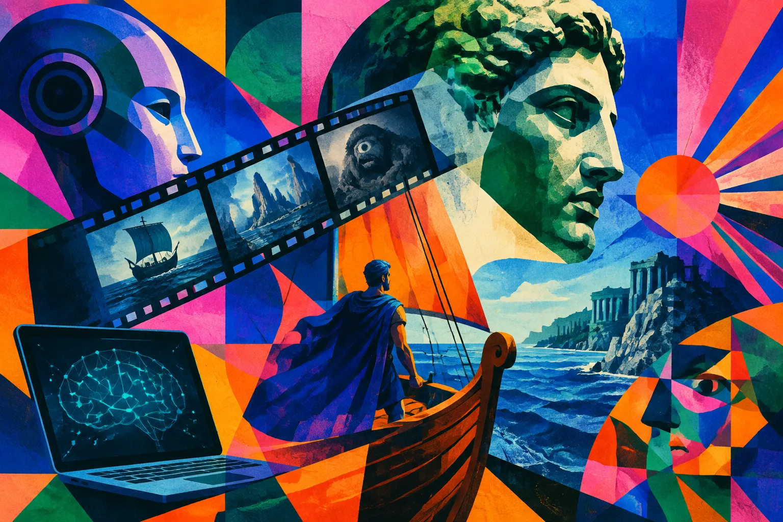 AI-generated conceptual illustration for “Grok published the first seven minutes of an AI-generated ‘Odyssey’ episode”.