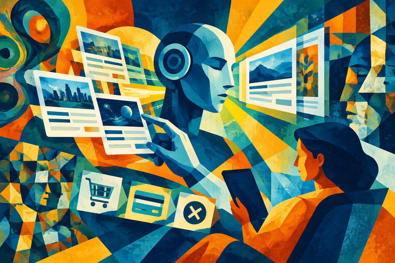 AI-generated conceptual illustration for “Publishers warned: personal AI agents will pick news and skip friction — INMA conference speakers say”.