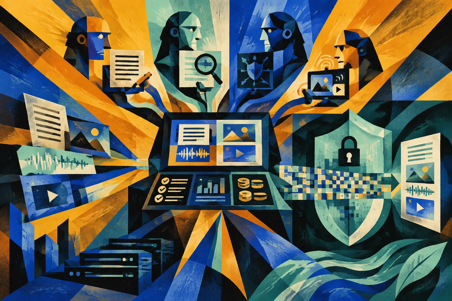 AI-generated conceptual illustration for “IamVERA offers a multi-model ‘second pair of eyes’ and a privacy layer for confidential AI workflows”.