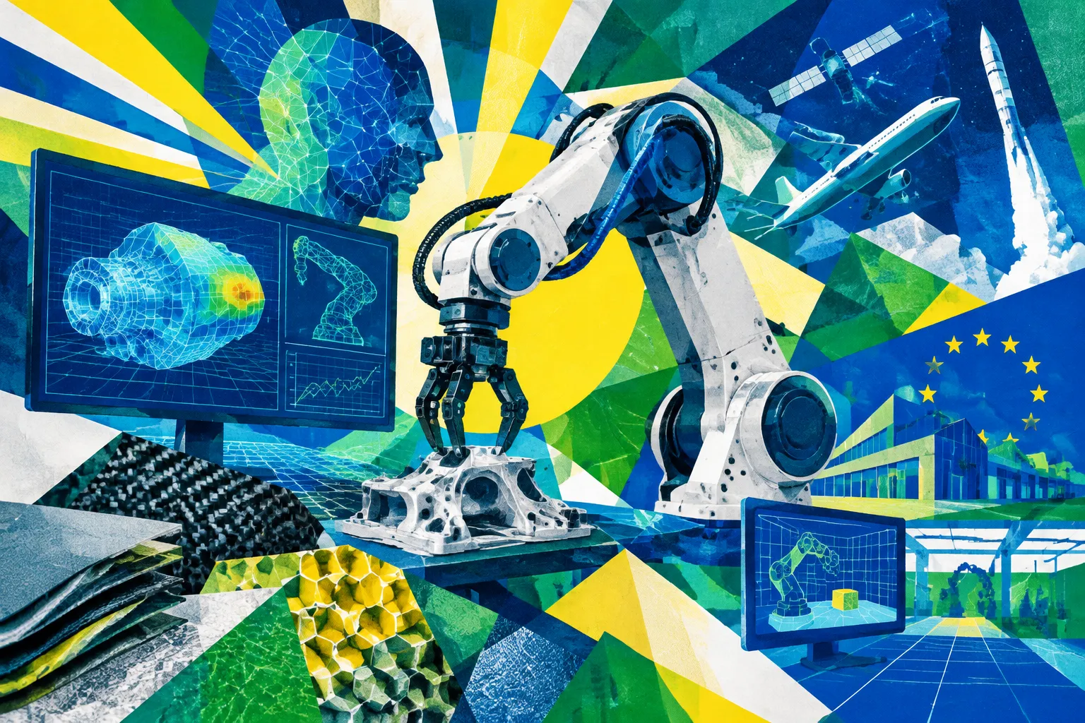 AI-generated conceptual illustration for “Sopra Steria and FIDAMC partner to advance Physical AI for European industry”.